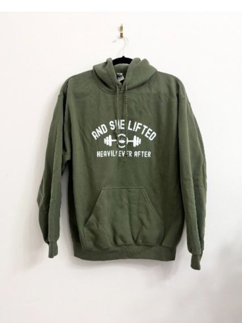 NWOT "And She Lifted" Light Green Weightlifting Classic Hoodie - sz Small
